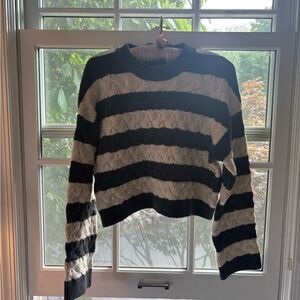 Wild Fable Black and White Striped Crew Neck Sweater
